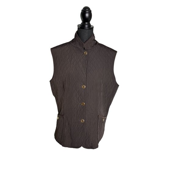 Talbots Women's Chocolate Brown Quilted Vest Size L - Picture 1 of 11